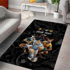 Custom Rugby Southern Hemisphere Area Rug Argentina AUNZ South Africa Mascot Black - Aussie Hoodie
