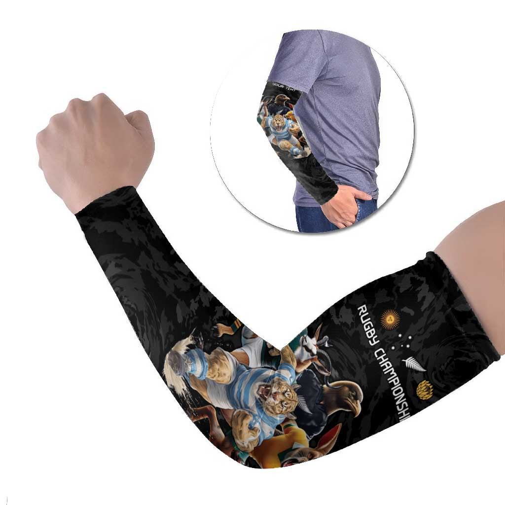 Custom Rugby Southern Hemisphere Arm Sleeves Argentina AUNZ South Africa Mascot Black - Aussie Hoodie