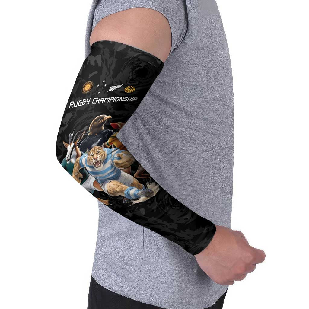 Custom Rugby Southern Hemisphere Arm Sleeves Argentina AUNZ South Africa Mascot Black - Aussie Hoodie