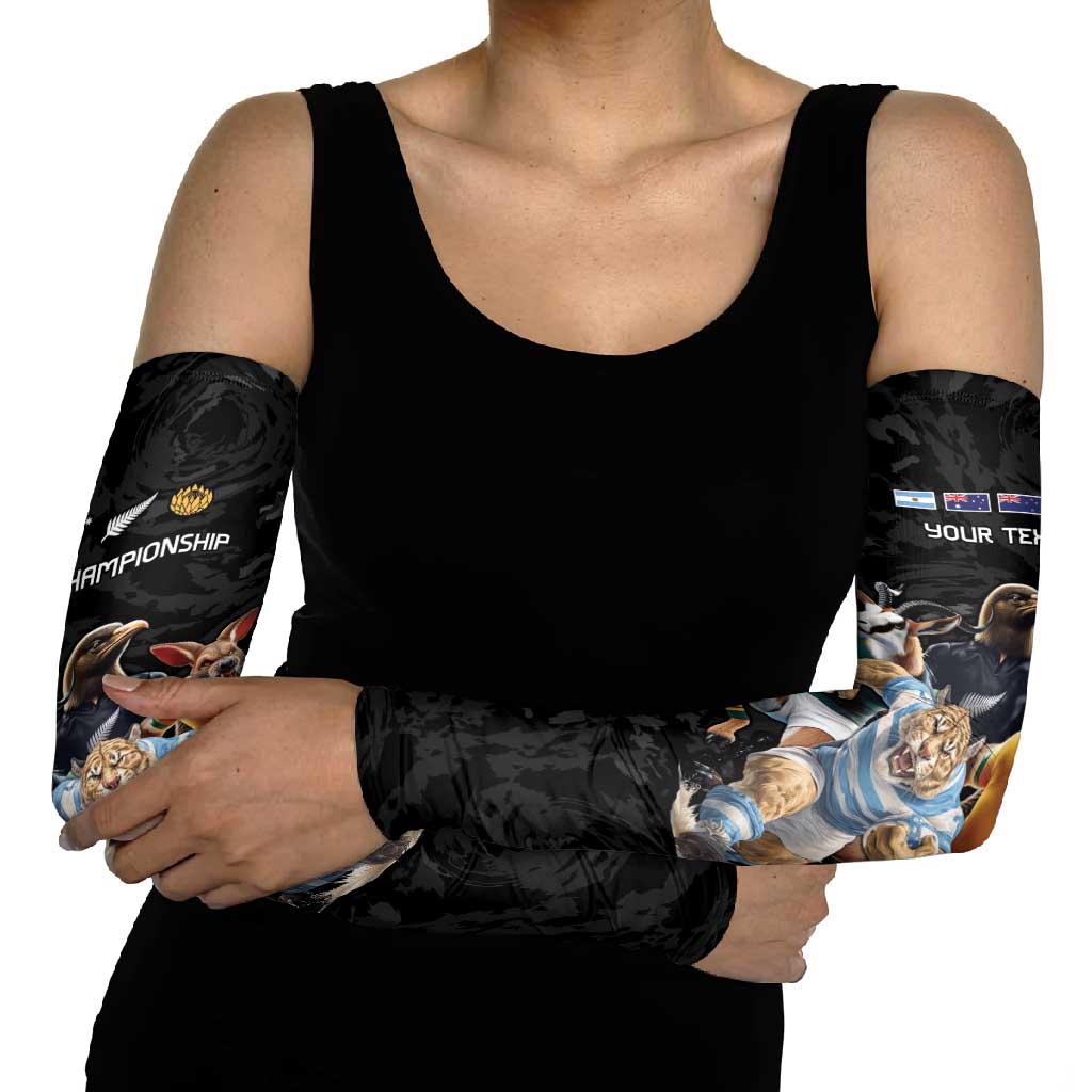 Custom Rugby Southern Hemisphere Arm Sleeves Argentina AUNZ South Africa Mascot Black - Aussie Hoodie