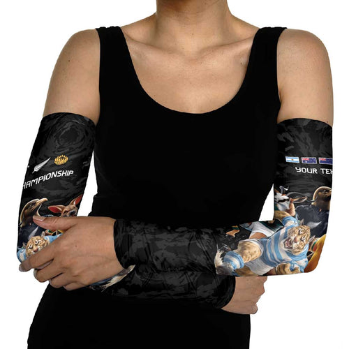 Custom Rugby Southern Hemisphere Arm Sleeves Argentina AUNZ South Africa Mascot Black - Aussie Hoodie