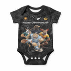 Custom Rugby Southern Hemisphere Baby Onesie Argentina AUNZ South Africa Mascot Black