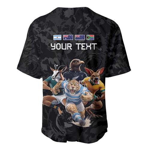 Custom Rugby Southern Hemisphere Baseball Jersey Argentina AUNZ South Africa Mascot Black - Aussie Hoodie