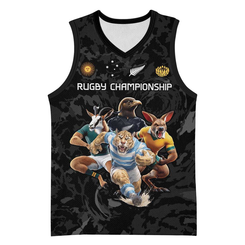 Custom Rugby Southern Hemisphere Basketball Jersey Argentina AUNZ South Africa Mascot Black - Aussie Hoodie