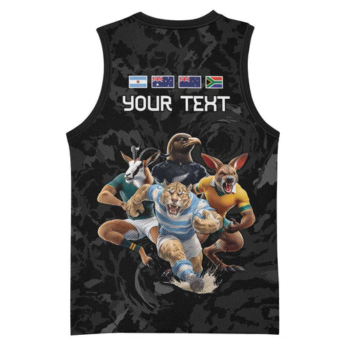 Custom Rugby Southern Hemisphere Basketball Jersey Argentina AUNZ South Africa Mascot Black - Aussie Hoodie