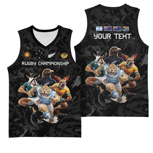 Custom Rugby Southern Hemisphere Basketball Jersey Argentina AUNZ South Africa Mascot Black - Aussie Hoodie