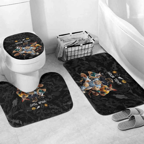Custom Rugby Southern Hemisphere Bathroom Set Argentina AUNZ South Africa Mascot Black - Aussie Hoodie
