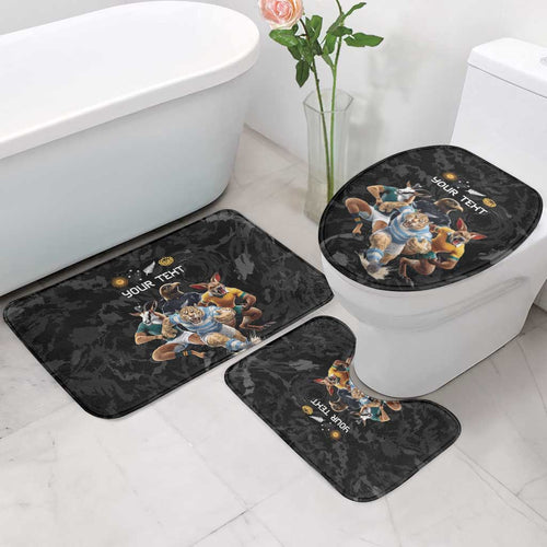 Custom Rugby Southern Hemisphere Bathroom Set Argentina AUNZ South Africa Mascot Black - Aussie Hoodie