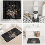 Custom Rugby Southern Hemisphere Bathroom Set Argentina AUNZ South Africa Mascot Black - Aussie Hoodie