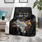 Custom Rugby Southern Hemisphere Blanket Argentina AUNZ South Africa Mascot Black - Aussie Hoodie