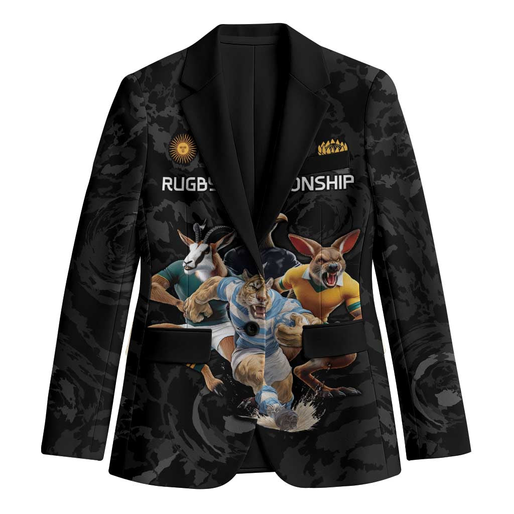Custom Rugby Southern Hemisphere Blazer Argentina AUNZ South Africa Mascot Black - Aussie Hoodie