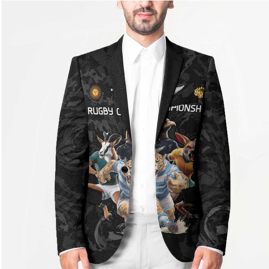Custom Rugby Southern Hemisphere Blazer Argentina AUNZ South Africa Mascot Black - Aussie Hoodie