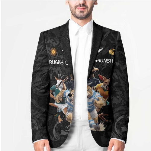 Custom Rugby Southern Hemisphere Blazer Argentina AUNZ South Africa Mascot Black - Aussie Hoodie
