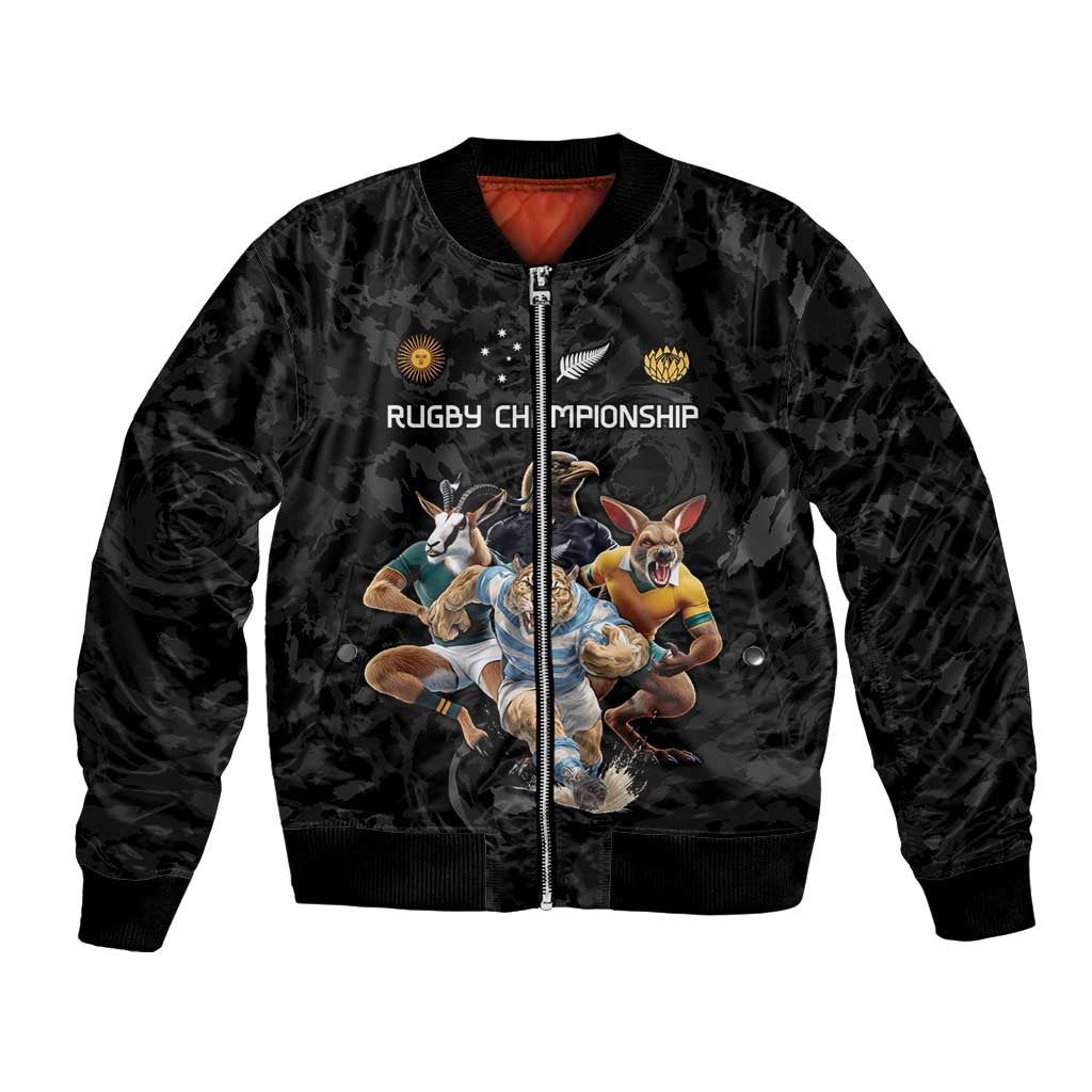 Custom Rugby Southern Hemisphere Bomber Jacket Argentina AUNZ South Africa Mascot Black - Aussie Hoodie
