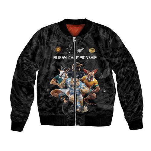 Custom Rugby Southern Hemisphere Bomber Jacket Argentina AUNZ South Africa Mascot Black - Aussie Hoodie