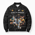 Custom Rugby Southern Hemisphere Bomber Puffer Jacket Argentina AUNZ South Africa Mascot Black - Aussie Hoodie