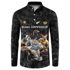 Custom Rugby Southern Hemisphere Button Sweatshirt Argentina AUNZ South Africa Mascot Black - Aussie Hoodie