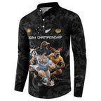 Custom Rugby Southern Hemisphere Button Sweatshirt Argentina AUNZ South Africa Mascot Black - Aussie Hoodie