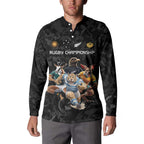 Custom Rugby Southern Hemisphere Button Sweatshirt Argentina AUNZ South Africa Mascot Black - Aussie Hoodie