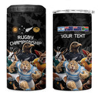 Custom Rugby Southern Hemisphere 4 in 1 Can Cooler Tumbler Argentina AUNZ South Africa Mascot Black - Aussie Hoodie