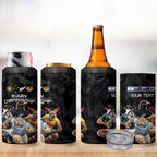 Custom Rugby Southern Hemisphere 4 in 1 Can Cooler Tumbler Argentina AUNZ South Africa Mascot Black - Aussie Hoodie