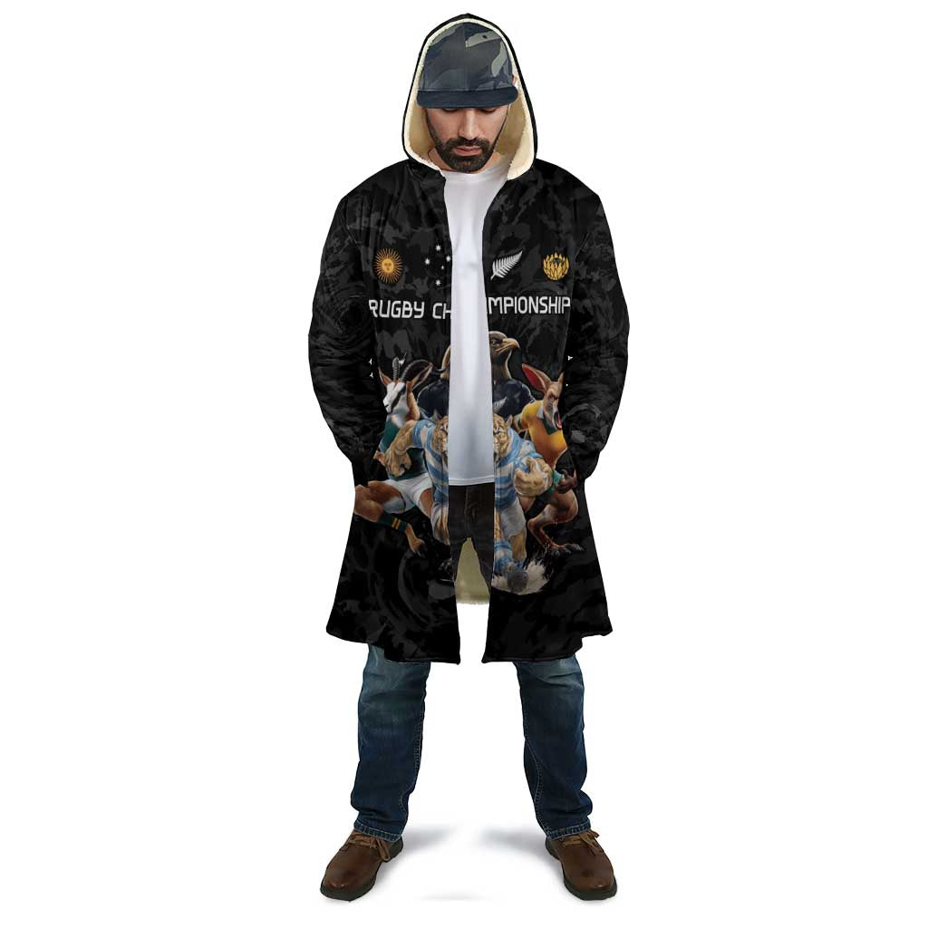 Custom Rugby Southern Hemisphere Cloak Argentina AUNZ South Africa Mascot Black - Aussie Hoodie