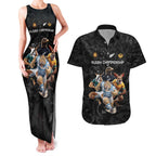 Custom Rugby Southern Hemisphere Couples Matching Tank Maxi Dress and Hawaiian Shirt Argentina AUNZ South Africa Mascot Black - Aussie Hoodie