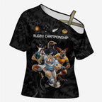 Custom Rugby Southern Hemisphere Cross Shoulder Shirt Argentina AUNZ South Africa Mascot Black - Aussie Hoodie