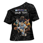 Custom Rugby Southern Hemisphere Cross Shoulder Shirt Argentina AUNZ South Africa Mascot Black - Aussie Hoodie