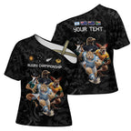 Custom Rugby Southern Hemisphere Cross Shoulder Shirt Argentina AUNZ South Africa Mascot Black - Aussie Hoodie