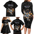 Custom Rugby Southern Hemisphere Family Matching Long Sleeve Bodycon Dress and Hawaiian Shirt Argentina AUNZ South Africa Mascot Black - Aussie Hoodie
