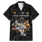 Custom Rugby Southern Hemisphere Family Matching Mermaid Dress and Hawaiian Shirt Argentina AUNZ South Africa Mascot Black - Aussie Hoodie