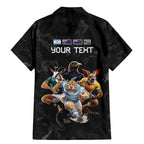 Custom Rugby Southern Hemisphere Family Matching Mermaid Dress and Hawaiian Shirt Argentina AUNZ South Africa Mascot Black - Aussie Hoodie