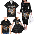 Custom Rugby Southern Hemisphere Family Matching Off The Shoulder Long Sleeve Dress and Hawaiian Shirt Argentina AUNZ South Africa Mascot Black - Aussie Hoodie