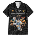 Custom Rugby Southern Hemisphere Family Matching Puletasi and Hawaiian Shirt Argentina AUNZ South Africa Mascot Black - Aussie Hoodie
