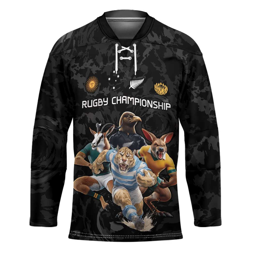 Custom Rugby Southern Hemisphere Hockey Jersey Argentina AUNZ South Africa Mascot Black - Aussie Hoodie