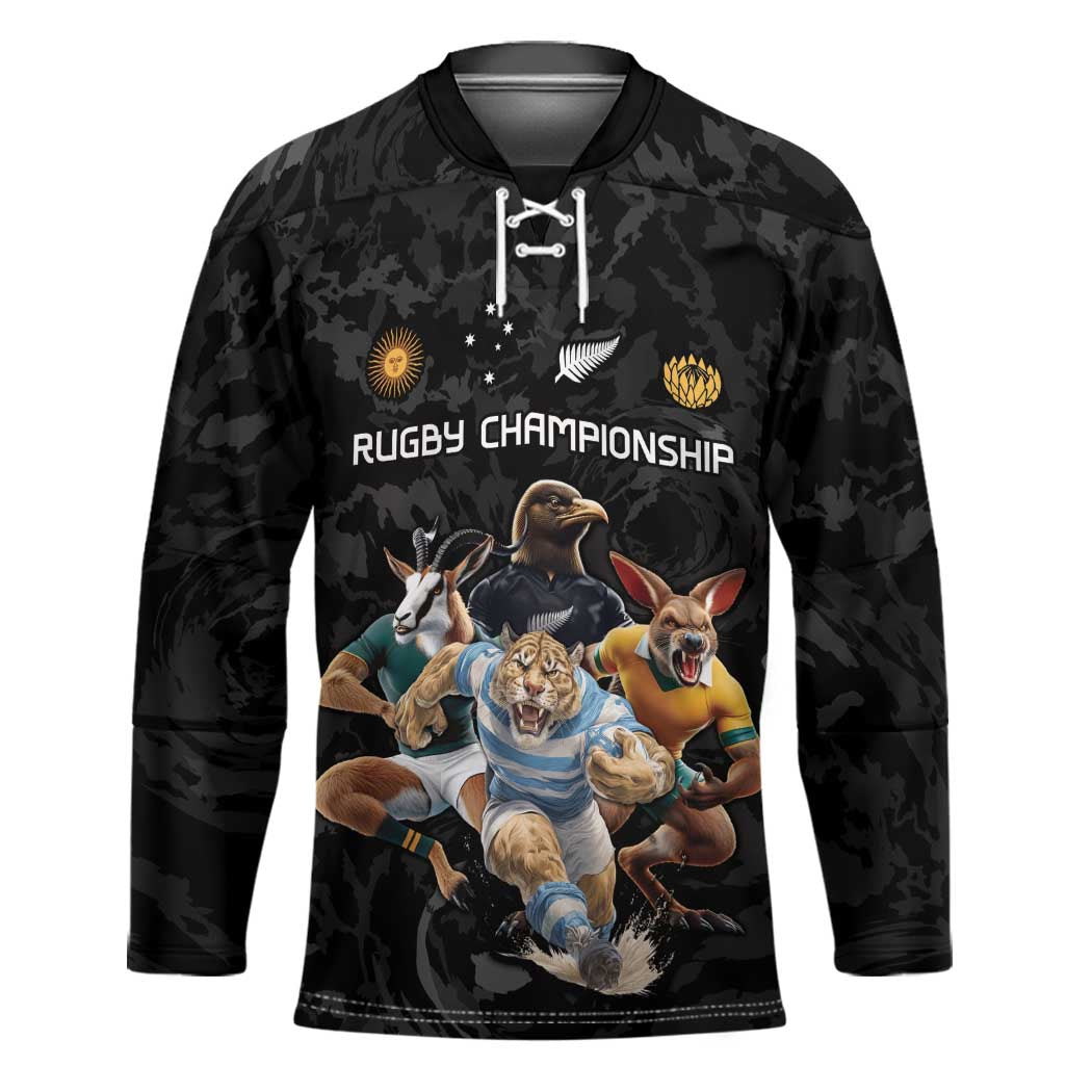 Custom Rugby Southern Hemisphere Hockey Jersey Argentina AUNZ South Africa Mascot Black - Aussie Hoodie