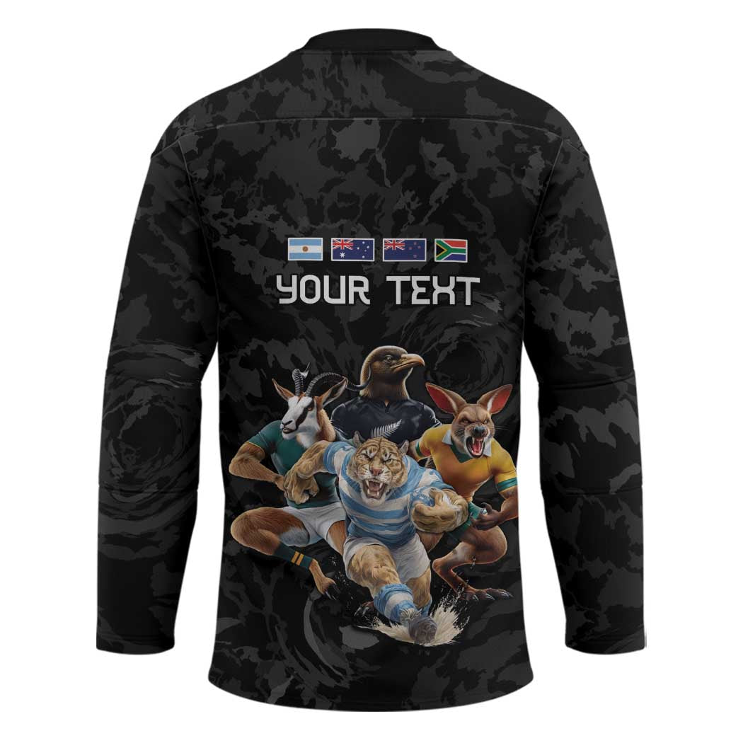 Custom Rugby Southern Hemisphere Hockey Jersey Argentina AUNZ South Africa Mascot Black - Aussie Hoodie