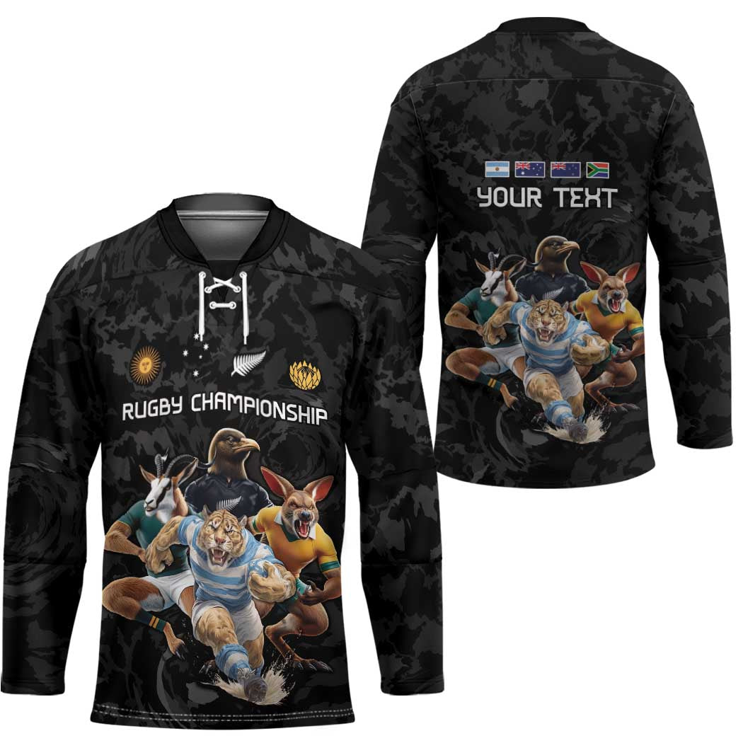 Custom Rugby Southern Hemisphere Hockey Jersey Argentina AUNZ South Africa Mascot Black - Aussie Hoodie