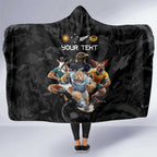 Custom Rugby Southern Hemisphere Hooded Blanket Argentina AUNZ South Africa Mascot Black - Aussie Hoodie