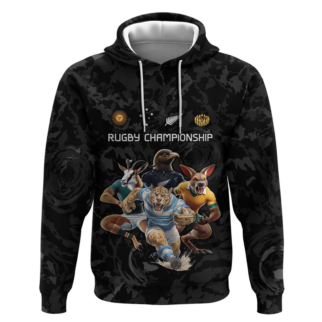 Custom Rugby Southern Hemisphere Hoodie Argentina AUNZ South Africa Mascot Black - Aussie Hoodie