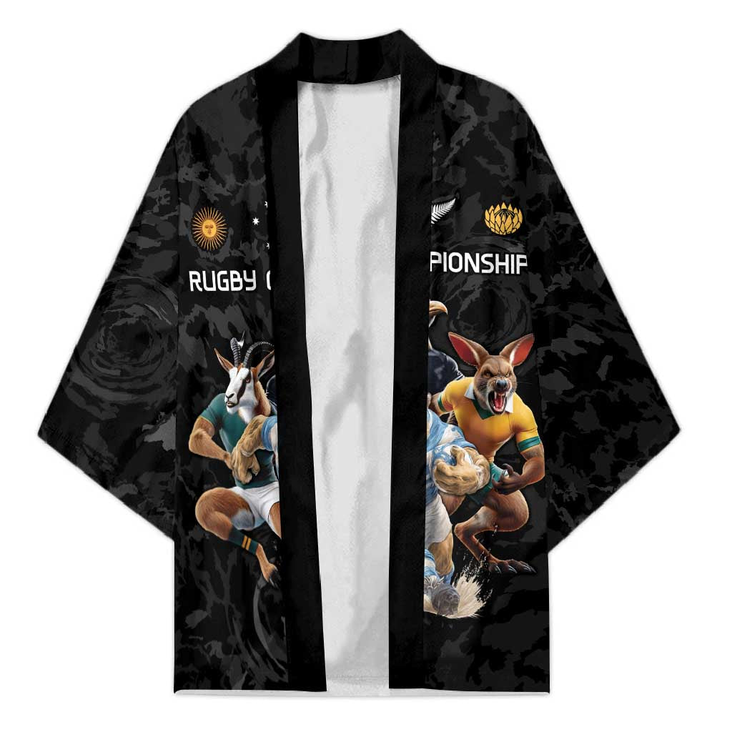 Custom Rugby Southern Hemisphere Kimono Argentina AUNZ South Africa Mascot Black - Aussie Hoodie