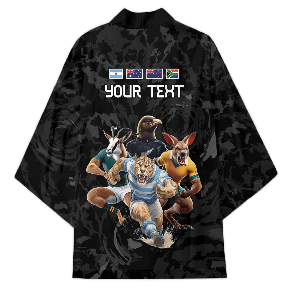 Custom Rugby Southern Hemisphere Kimono Argentina AUNZ South Africa Mascot Black - Aussie Hoodie