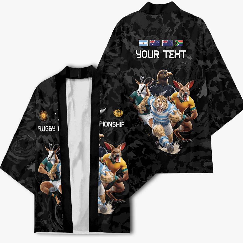 Custom Rugby Southern Hemisphere Kimono Argentina AUNZ South Africa Mascot Black - Aussie Hoodie