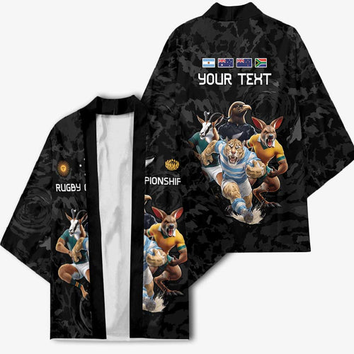 Custom Rugby Southern Hemisphere Kimono Argentina AUNZ South Africa Mascot Black - Aussie Hoodie