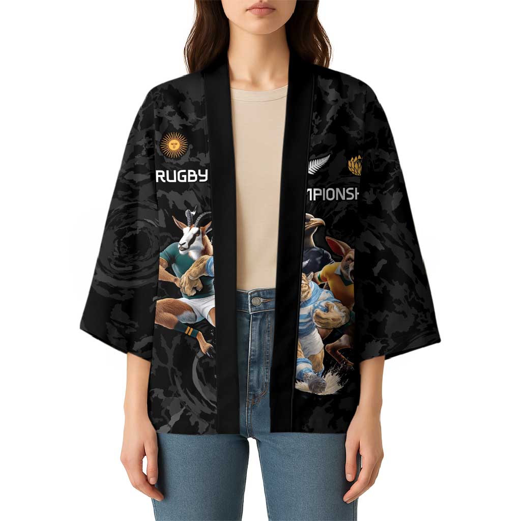 Custom Rugby Southern Hemisphere Kimono Argentina AUNZ South Africa Mascot Black - Aussie Hoodie