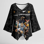 Custom Rugby Southern Hemisphere Kimono Sleeve Blouse Argentina AUNZ South Africa Mascot Black - Aussie Hoodie