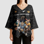 Custom Rugby Southern Hemisphere Kimono Sleeve Blouse Argentina AUNZ South Africa Mascot Black - Aussie Hoodie