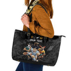 Custom Rugby Southern Hemisphere Leather Tote Bag Argentina AUNZ South Africa Mascot Black - Aussie Hoodie