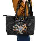 Custom Rugby Southern Hemisphere Leather Tote Bag Argentina AUNZ South Africa Mascot Black - Aussie Hoodie